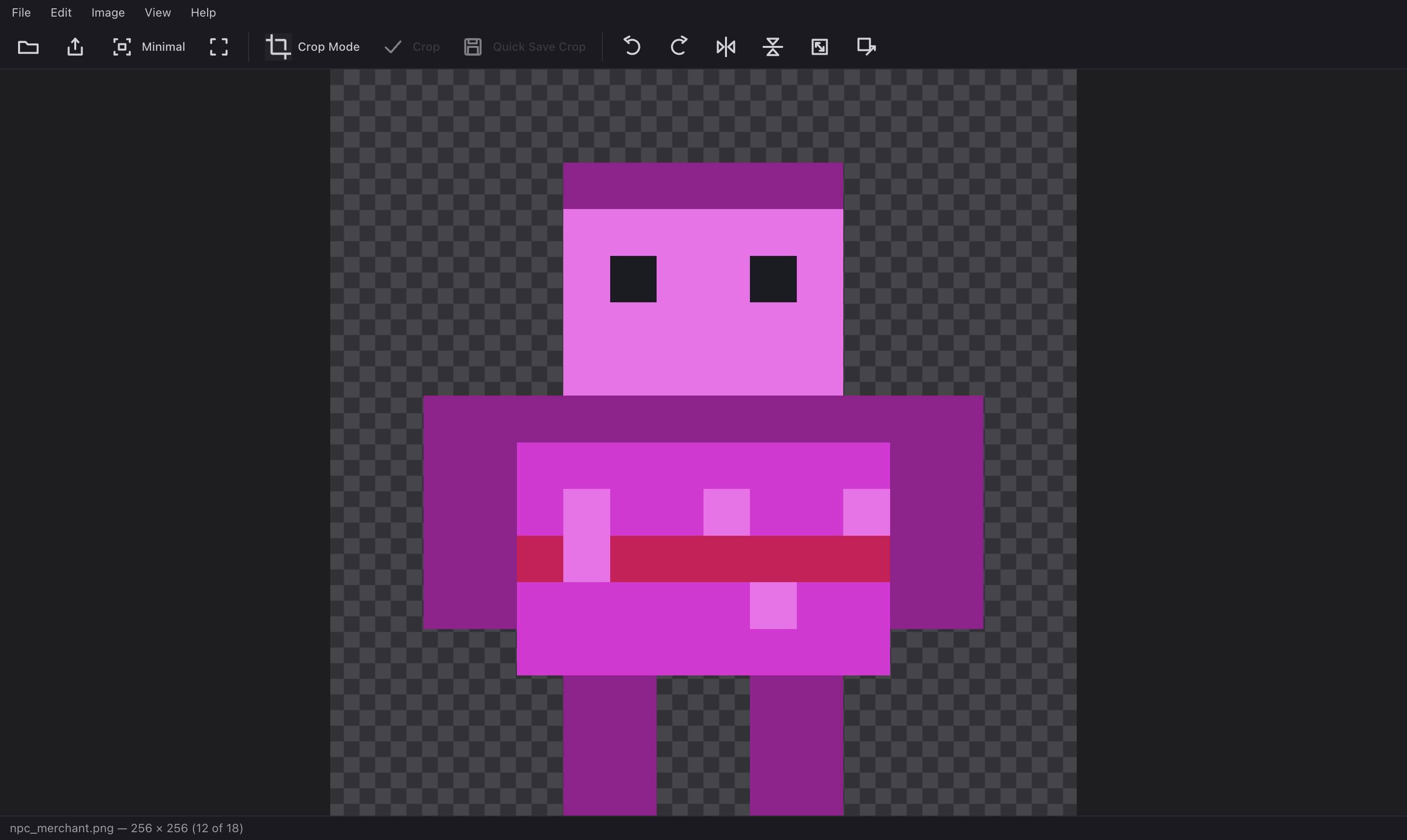 Single-image viewer with a transparency checkerboard